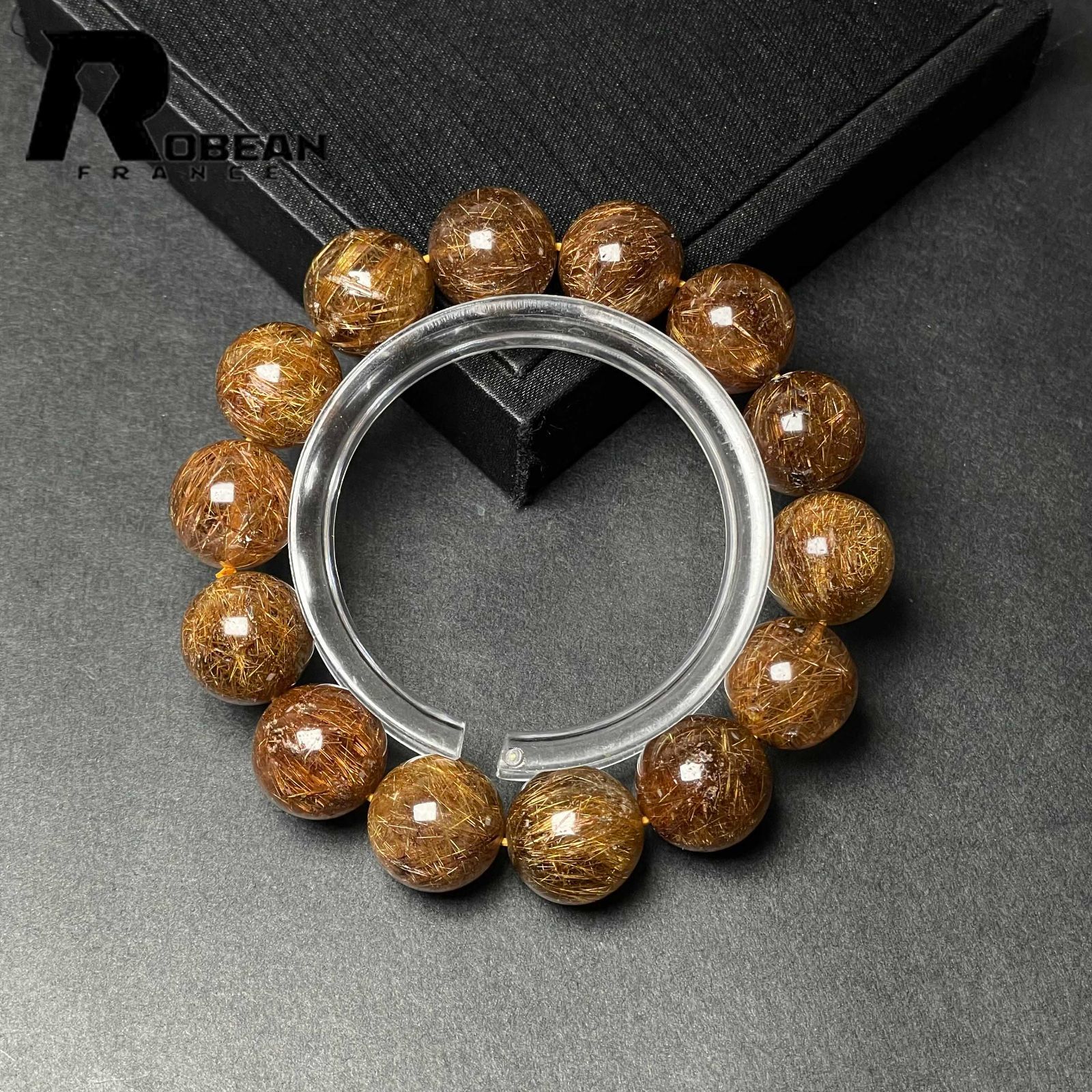 EU製 定価20万円 ROBEAN 銅髪ルチルクォーツ ブレスレット パワーストーン 天然石 金運 お守り プレゼント 15-15.8mm M1106962