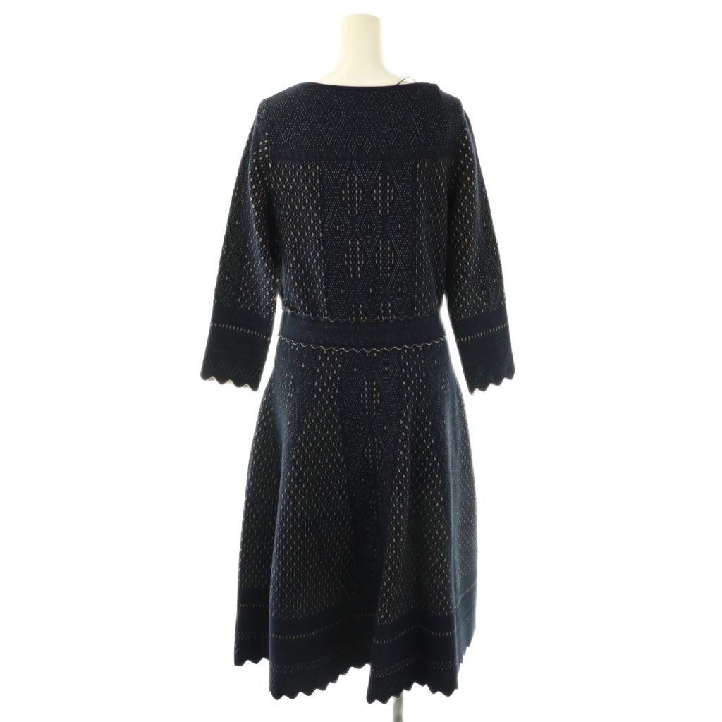 アナイ ANAYI ニット バイカラーレースジャガードフレア ワンピース