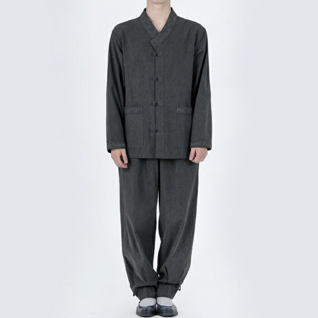 韓国チョゴリ 韓服 BTS JUNG KOOK V 着用 男女兼用ダークグレー o krc 24002 dgray s 私服 着ている ｋポップスター ラフな着こなし グレー 黒