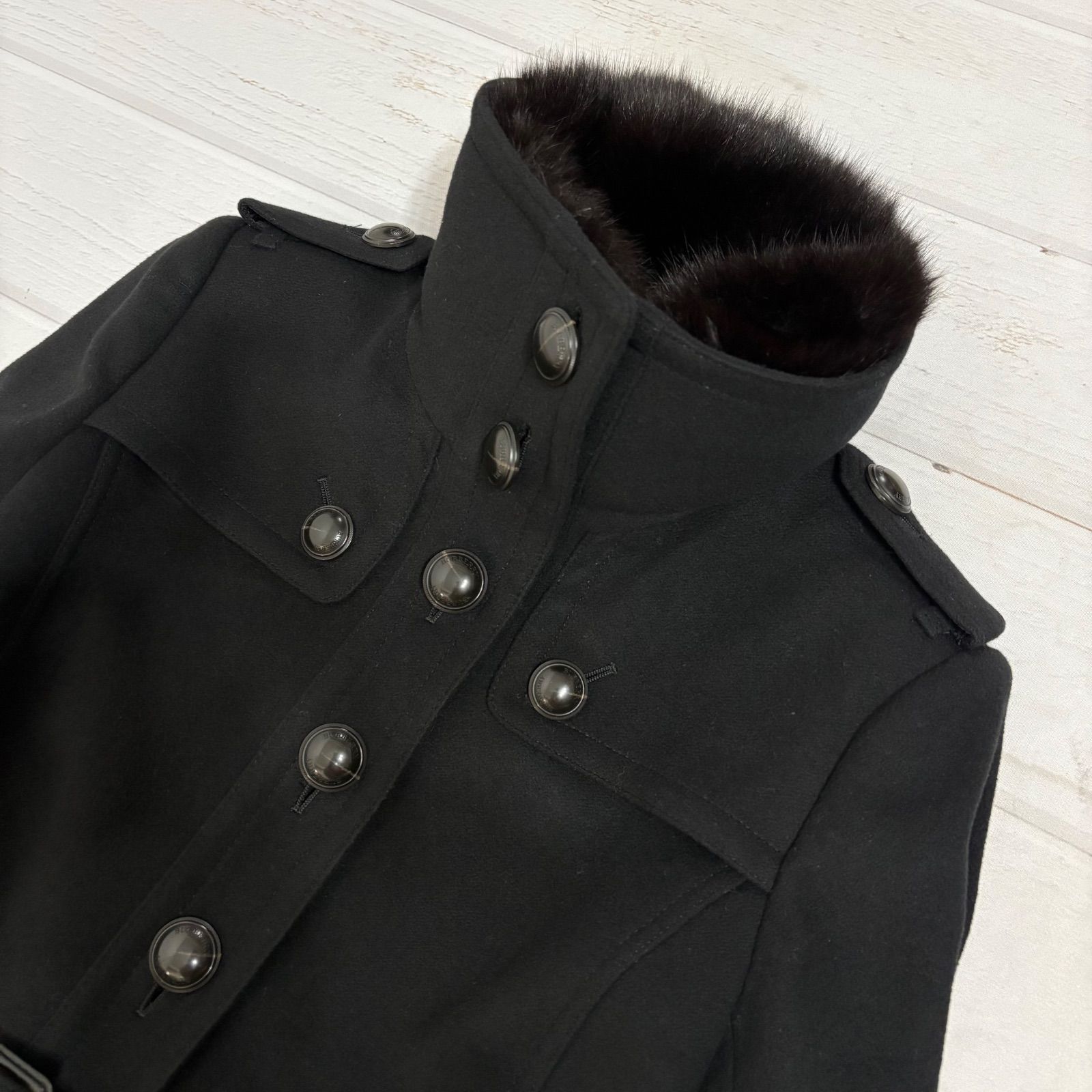 バーバリーロンドン【カシミヤ混 美品】トレンチコート 黒 XL位 ノバチェック バーバリーロンドン トレンチコート カシミヤライナー ベルト ノバ