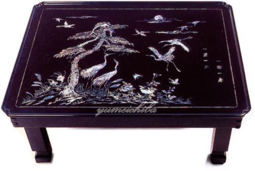 韓国螺鈿漆塗りテーブル鶴松柄大 oz-107-m-sおぜんテーブル足折れる軽い韓国 足つき 猫足 ローテーブル 和室 リビング 玄関 客間 旅館 テーブル ちゃぶ台 大きい かわいい