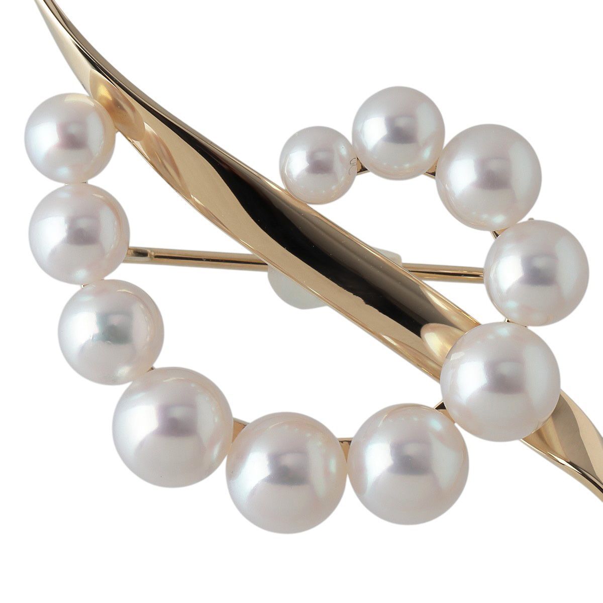 ミキモト パール ブローチ サークル アコヤパール4.0 mm～6.5 mm PB-1323 K型 K 18 YG 仕上げ済 22159