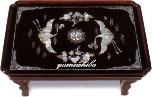 韓国螺鈿漆塗りテーブル鶴柄中 oz-gl-201-sおぜんテーブル足折れる軽い韓国 足つき ローテーブル 和室 リビング 玄関 客間 旅館 テーブル ちゃぶ台 小さい かわいい