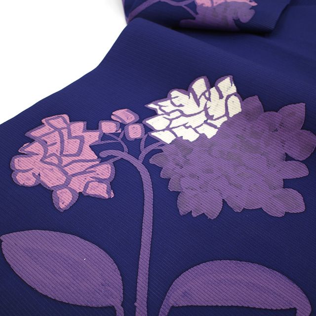  夏物 名古屋帯 正絹 絽 九寸 ローケツ染 染色作家 高久空木 染め帯 染帯 手染め 濃紺 紫陽花 夏帯 夏 カジュアル 夏用 なごや帯 仕立て上がり みやがわ sb 54715 名古屋帯 帯