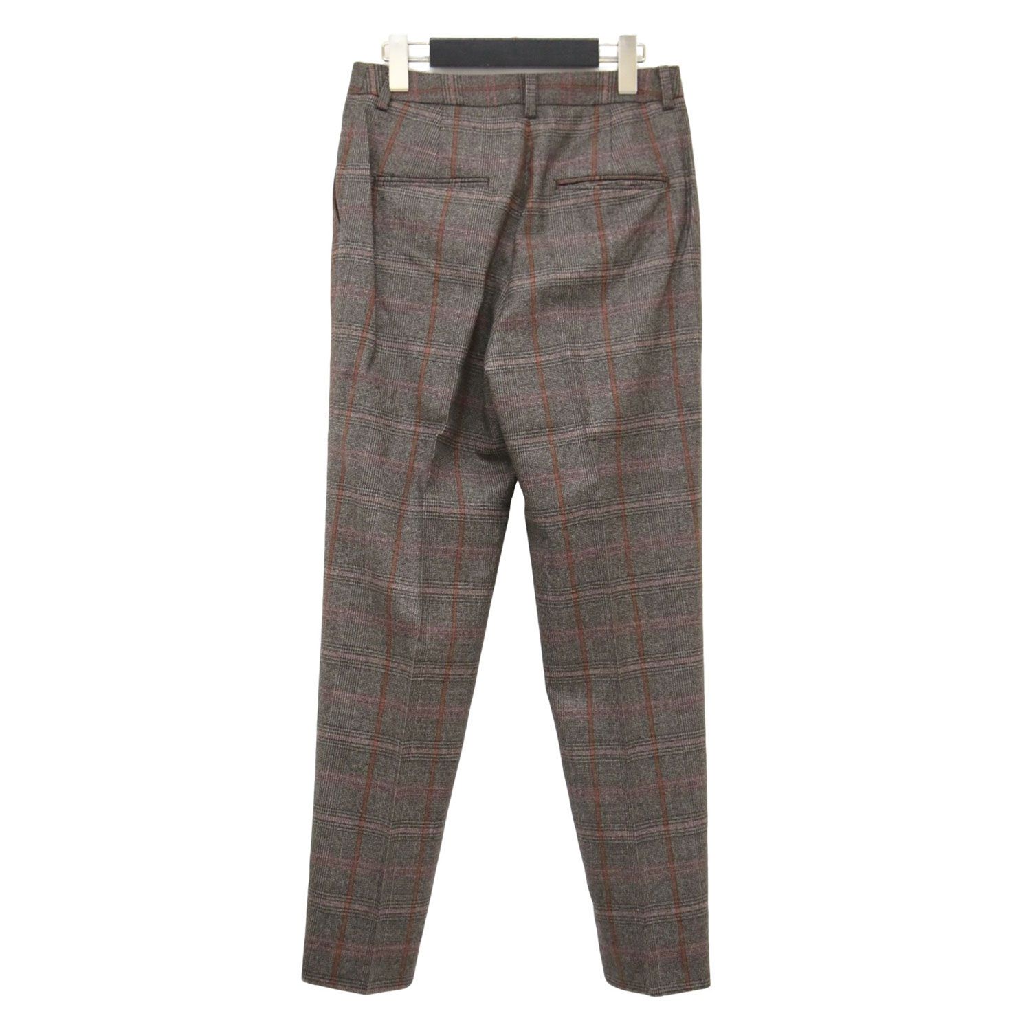 TOMORROWLAND collection トゥモローランド パンツ ブラウン サイズ 34 7号 22秋冬 ブラウニープレイド テーパード パンツ スラックス スリム チェック柄 ウール レディース