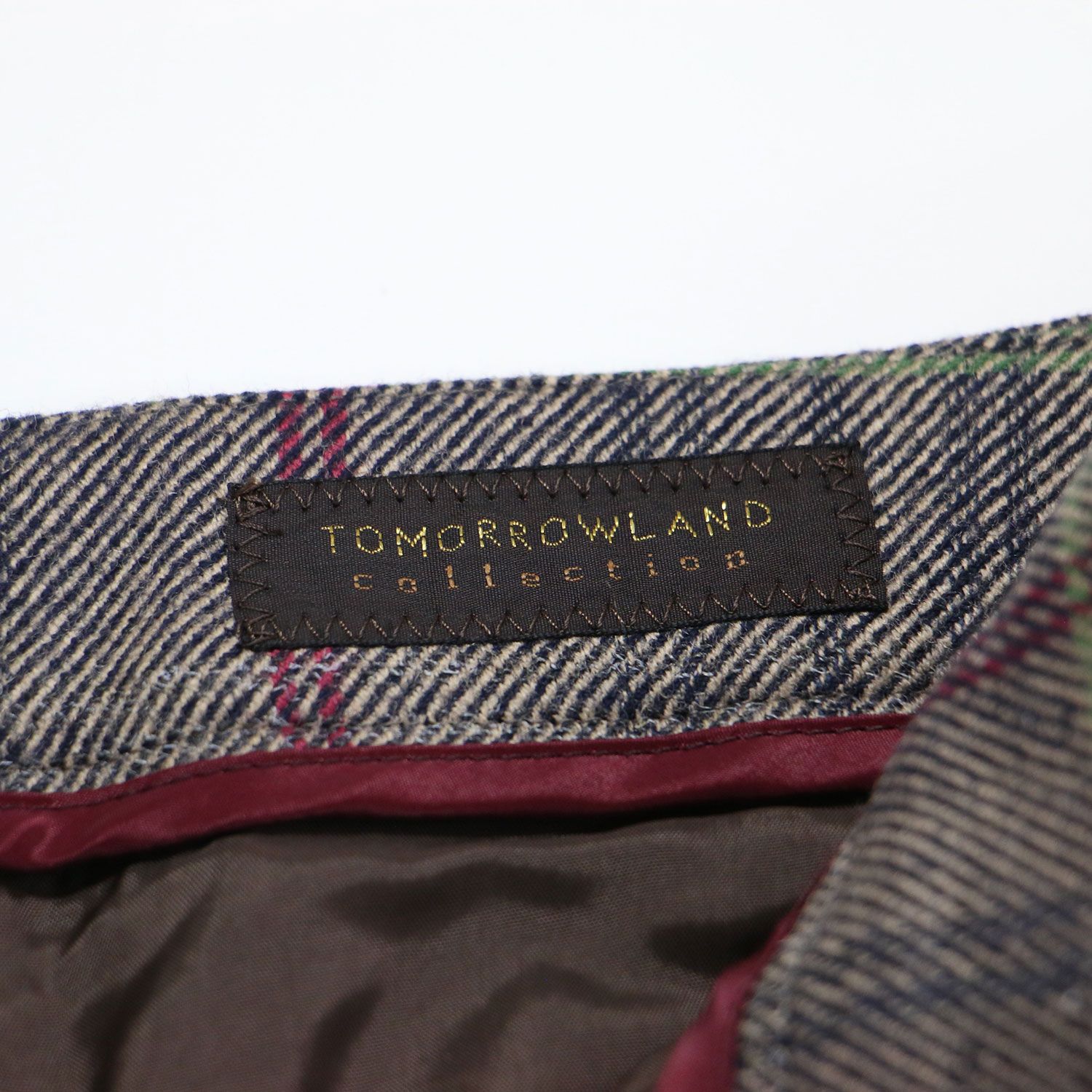  collection トゥモローランド パンツ ブラウン系 サイズ 34 7号 22秋冬 ケンピ タータンチェック ペンシルパンツ スラックス スリム テーパード ウール レディース その他 パンツ