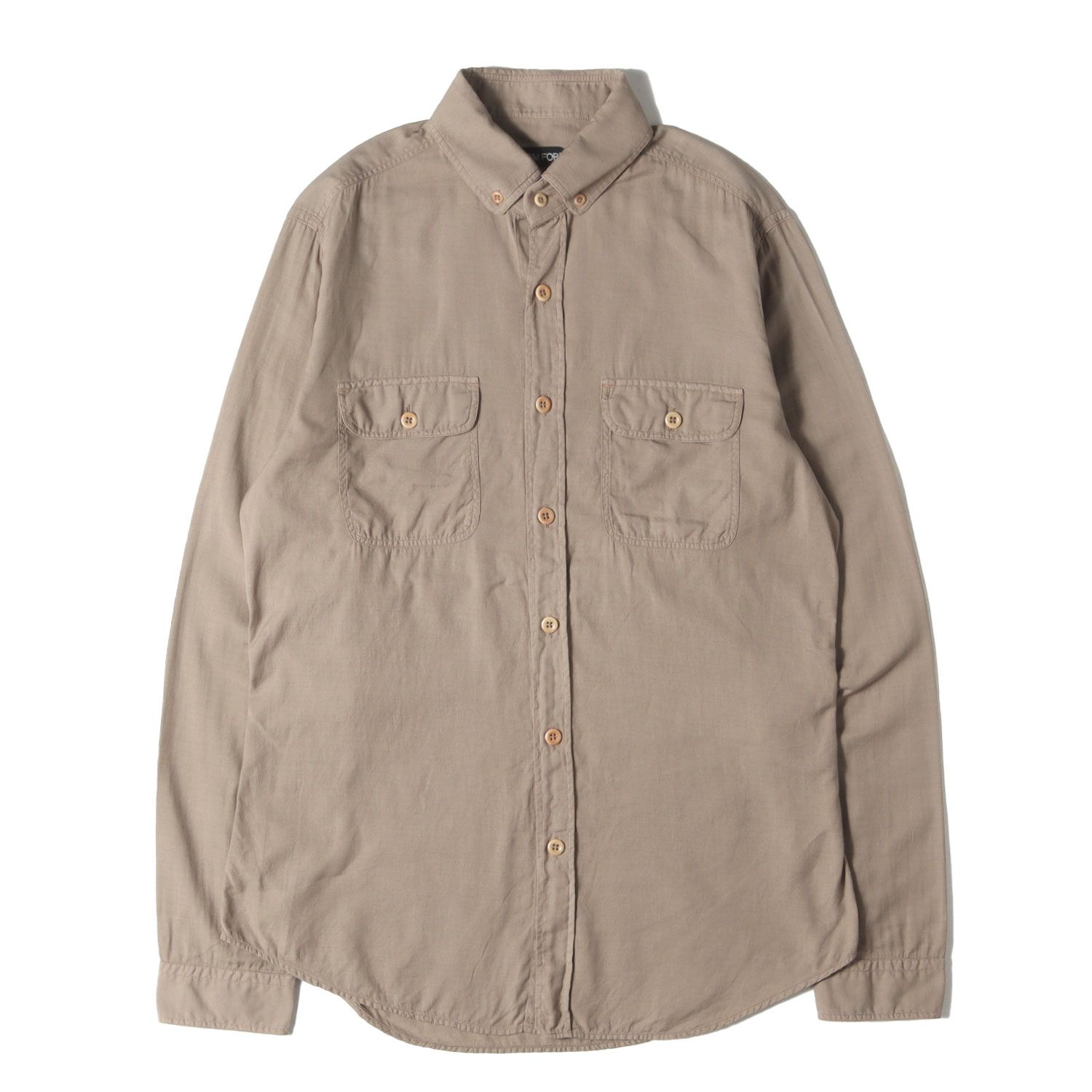 TOM FORD トムフォード シャツ ブラウン サイズ:16(41) | ボタンダウン カシミヤ混 コットン シャツ (6FT483 94HCAU) | トップス カジュアルシャツ 長袖【メンズ】【中古】【K4627】 TOM FORD トムフォード シャツ ブラウン サイズ:16(41) | ボタンダウン