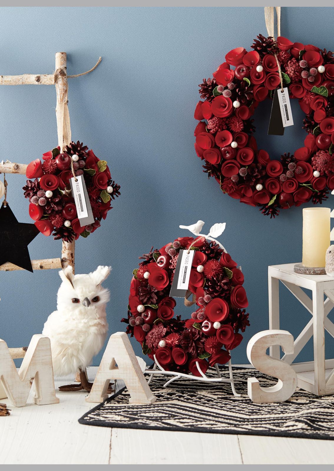 数量 プレゼント 永遠の意味 玄関用 LLサイズ リース 38 cm ギフト 直径 フラワーリース × オーナメント 12 アーティフィシャルフラワー 厚み mamawreath The B Chris