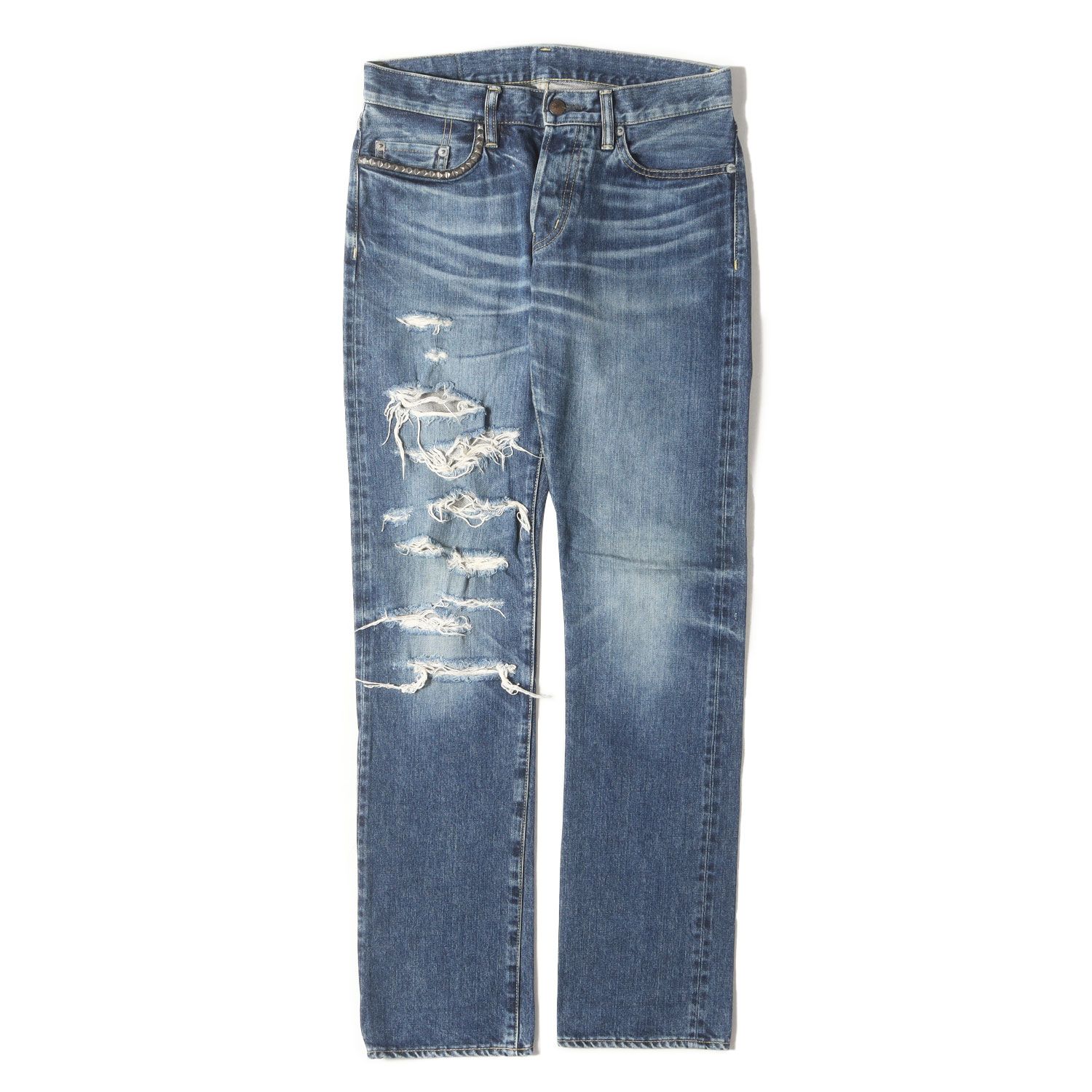 HYSTERIC GLAMOUR ヒステリックグラマー パンツ インディゴ サイズ:30 | MIHARA YASUHIRO クラッシュ加工 ストレート デニムパンツ (0234AP12) | 日本製 | ボトムス ジーンズ ジーパン | コラボ【メンズ】【中古】【K4627】 HYSTERIC GLAMOUR ヒステリックグラマー パンツ インディゴ サイズ:30