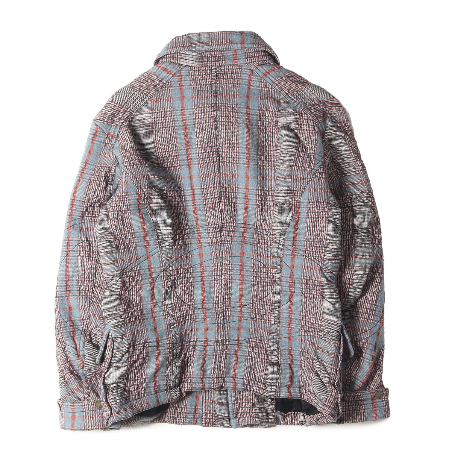 JIMMY TAVERNITI ジミー タヴァニティ ジャケット ライトブルー オレンジ サイズ 50 コットン ウール チェック 裏地キルティング ジップ ジャケット イタリア製 アウター ブルゾン 上着 メンズ