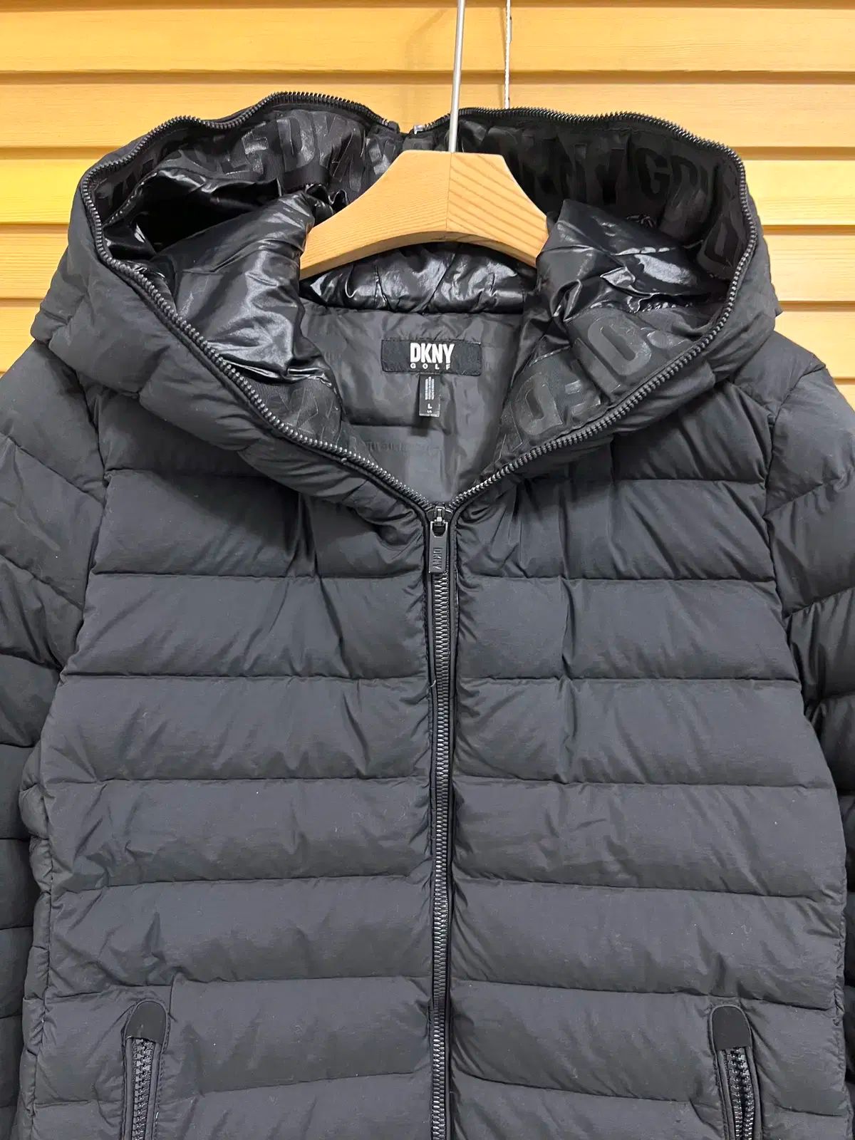 DKNYゴルフ レディース ブラック グースダウンジャケット フード付きアウター L