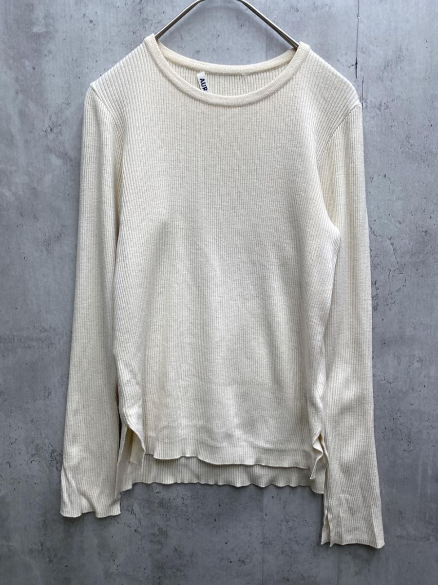 AURALEE オーラリー A7AP01TR クルーネックリブウール プルオーバー size1 アイボリー レディース