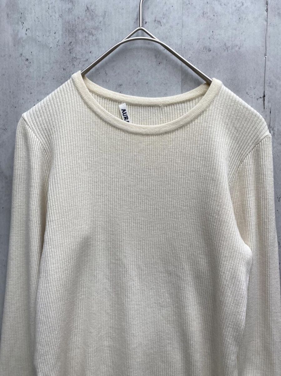 AURALEE オーラリー A7AP01TR クルーネックリブウール プルオーバー size1 アイボリー レディース
