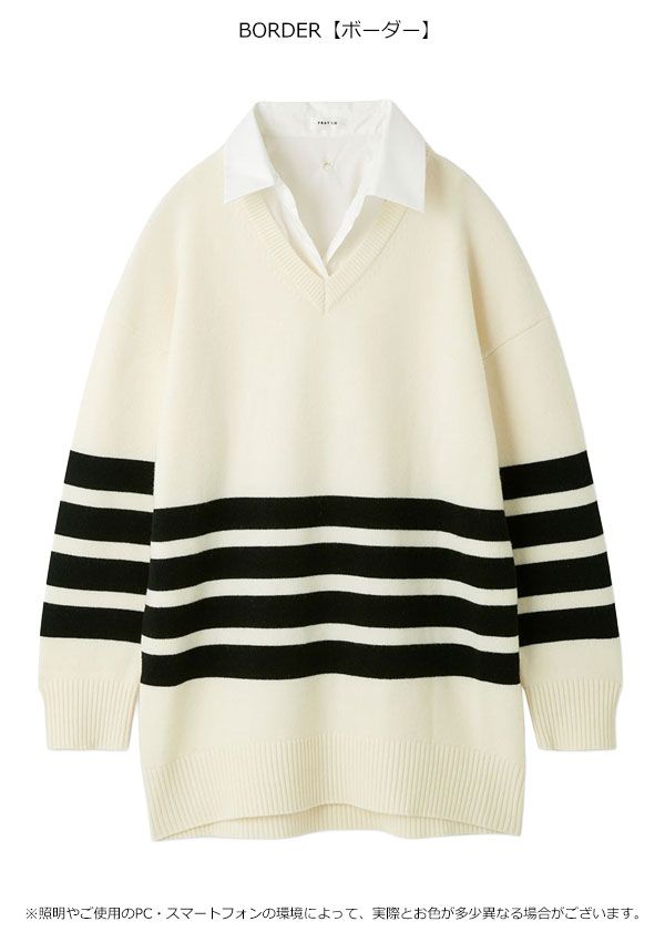 10 OFF フレイアイディー FRAY I.D ワンピース 25秋冬 レイヤードシャツ ウールワンピース ミニ丈 長袖 fwno 255086