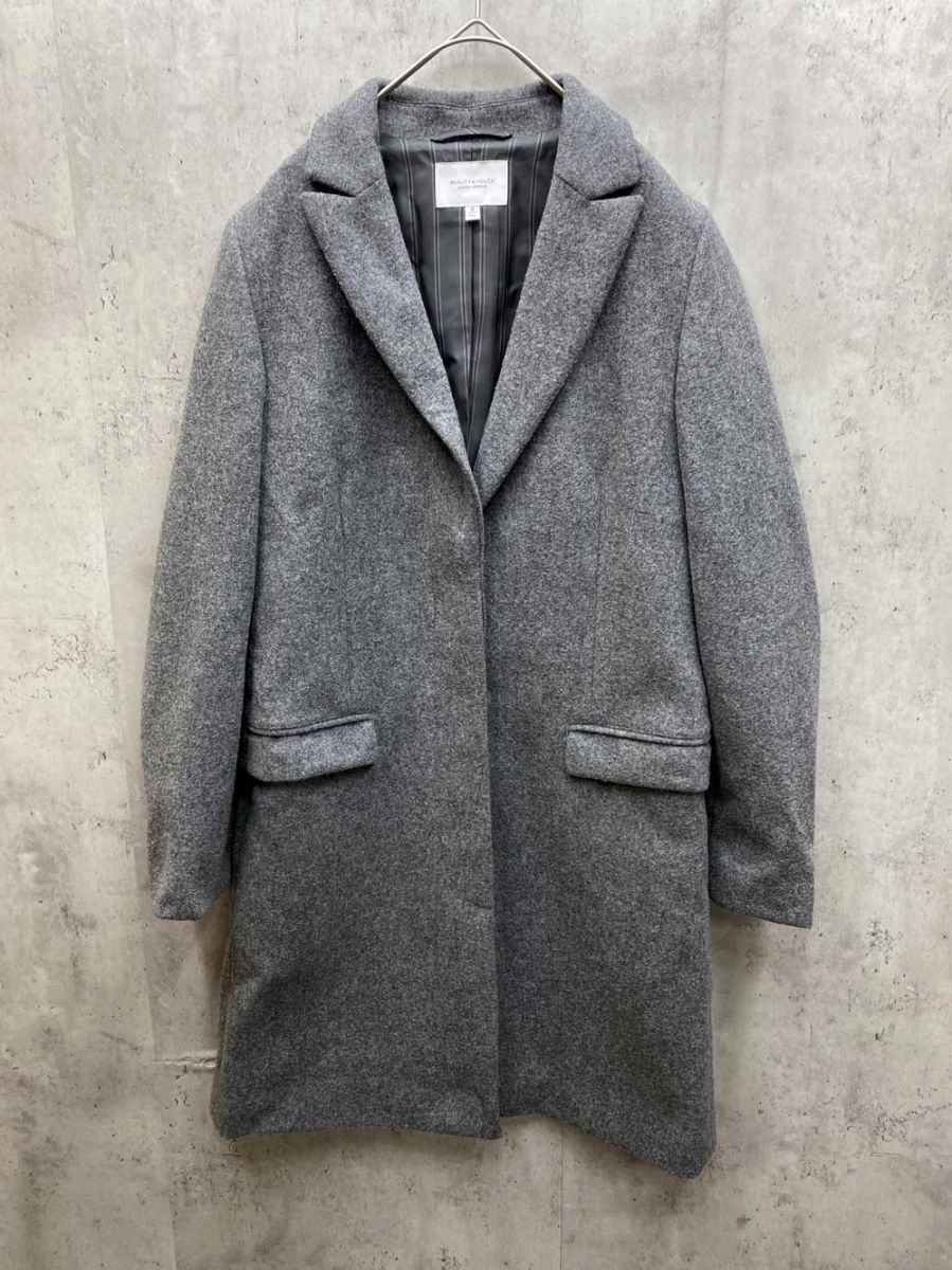 ビューティ-ユース ユナイテッドアローズ ウール ダブルメルトンチェスターコート sizeS グレー レディース