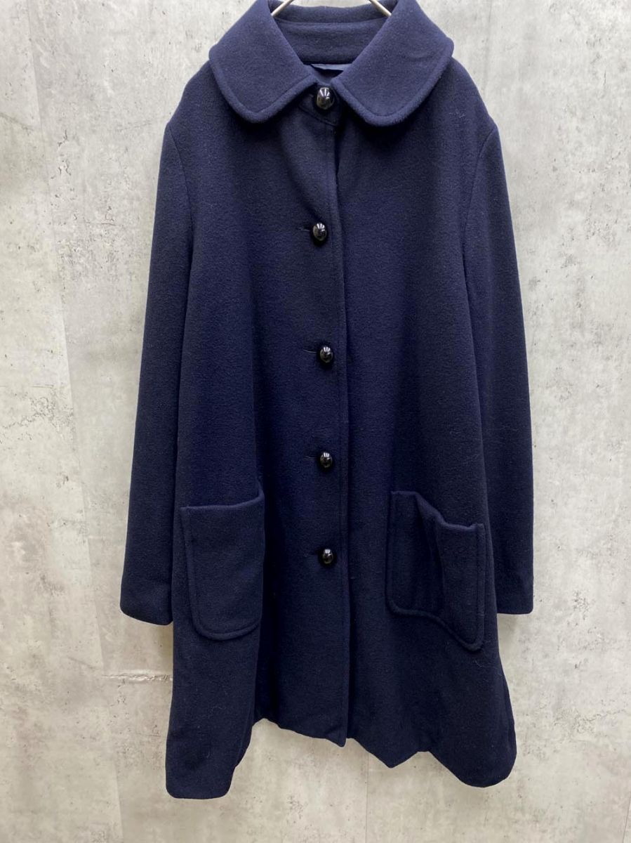 Traditional Weatherwear トラディショナルウェザーウェア 半球型ボタン ウール ステン コート size 34 濃紺 レディース