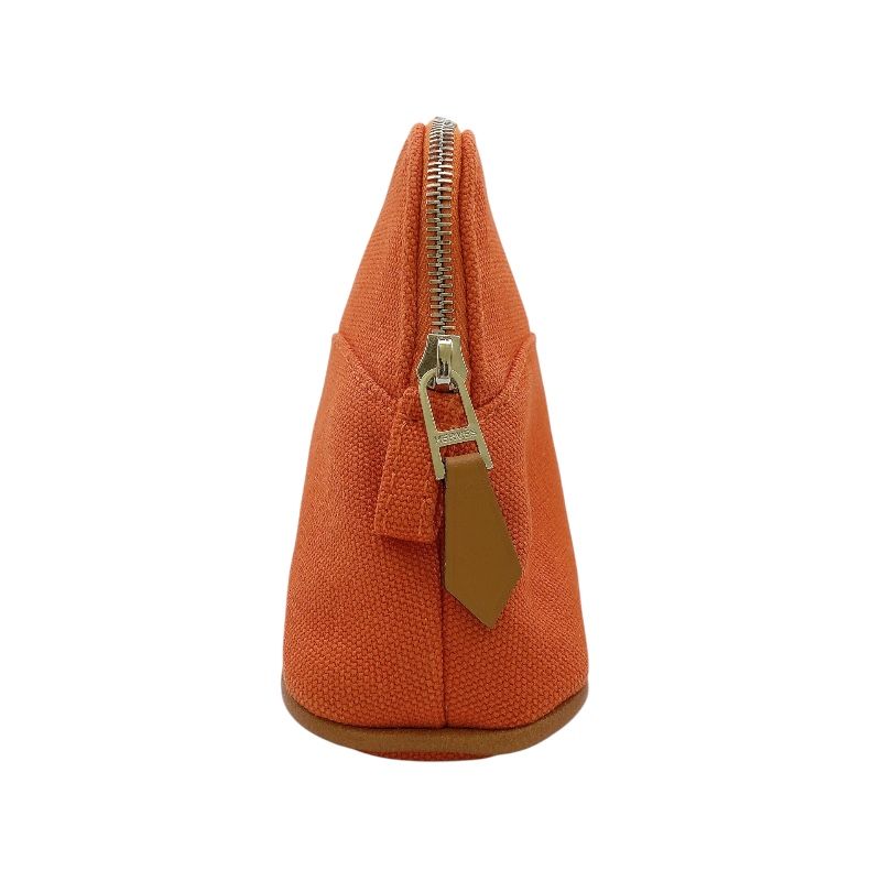 エルメス HERMES ボリードポーチ16 オレンジ SV金具 トワル レディース