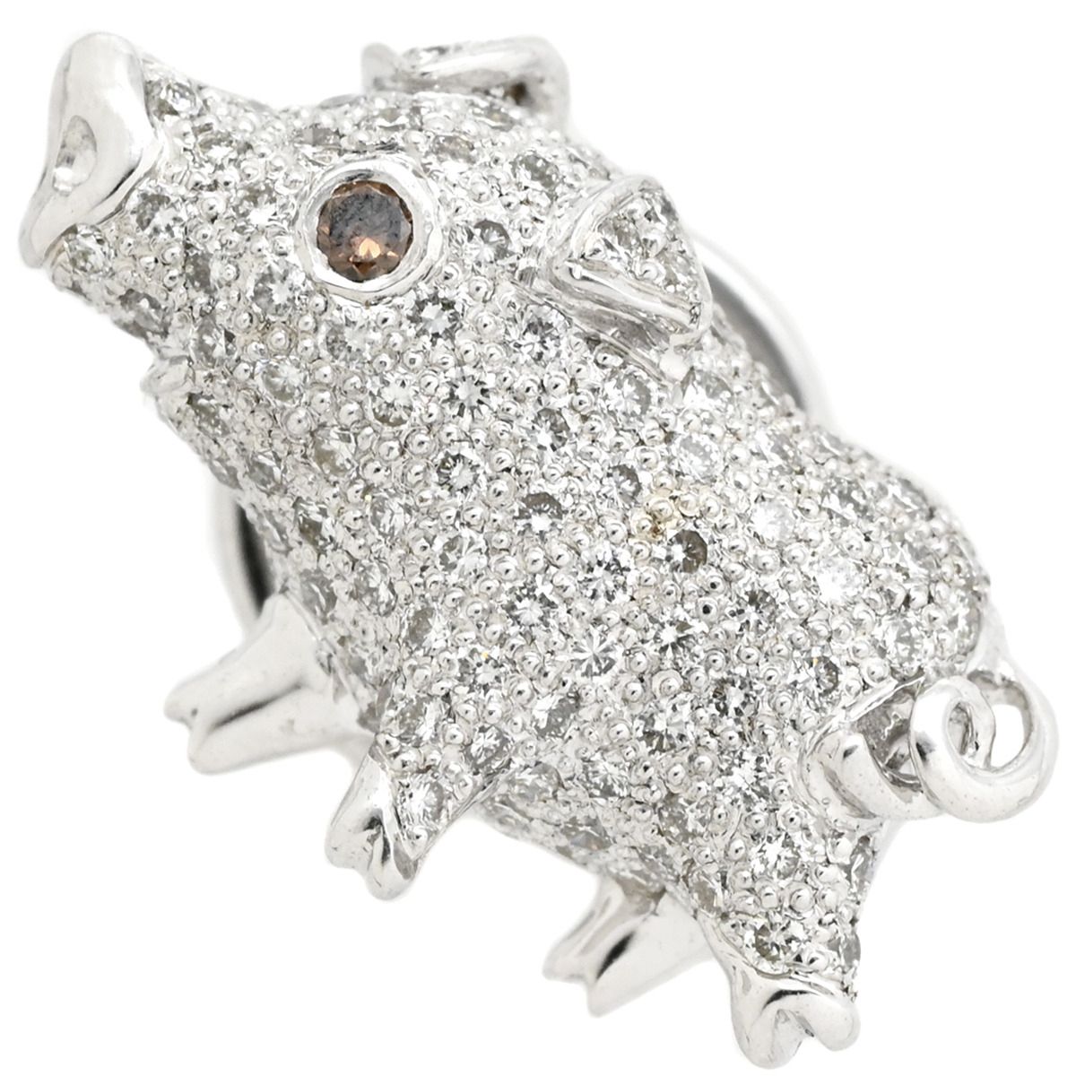 ミキモト MIKIMOTO ブローチ ブタ K18WG ダイヤモンド ホワイトゴールド MIKIMOTO Au750 18K 18金 ダイヤブローチ pigモチーフ 箱