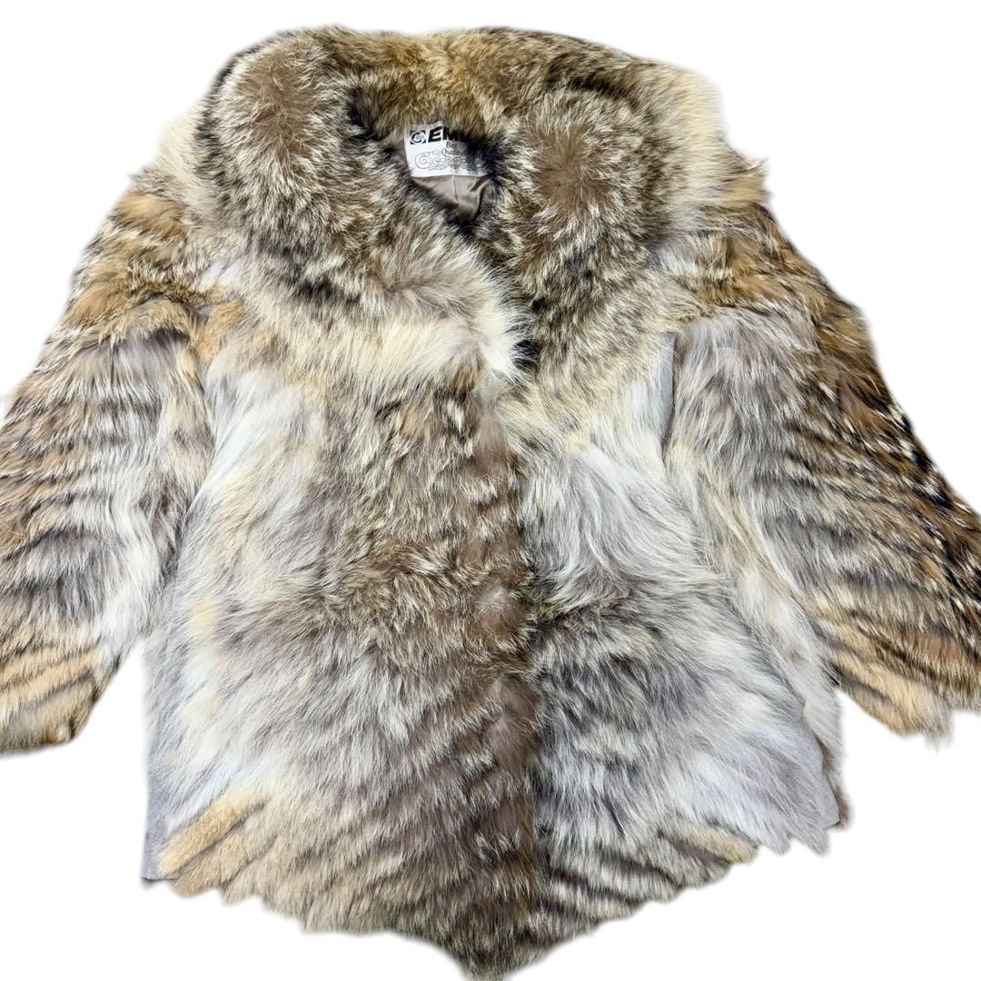emba エンバ リアルファーコート 毛皮ジャケット アウター アニマルミドル丈コート コヨーテファー coyote fur シルバー ブラウン 13-7013 K-29360 E01500