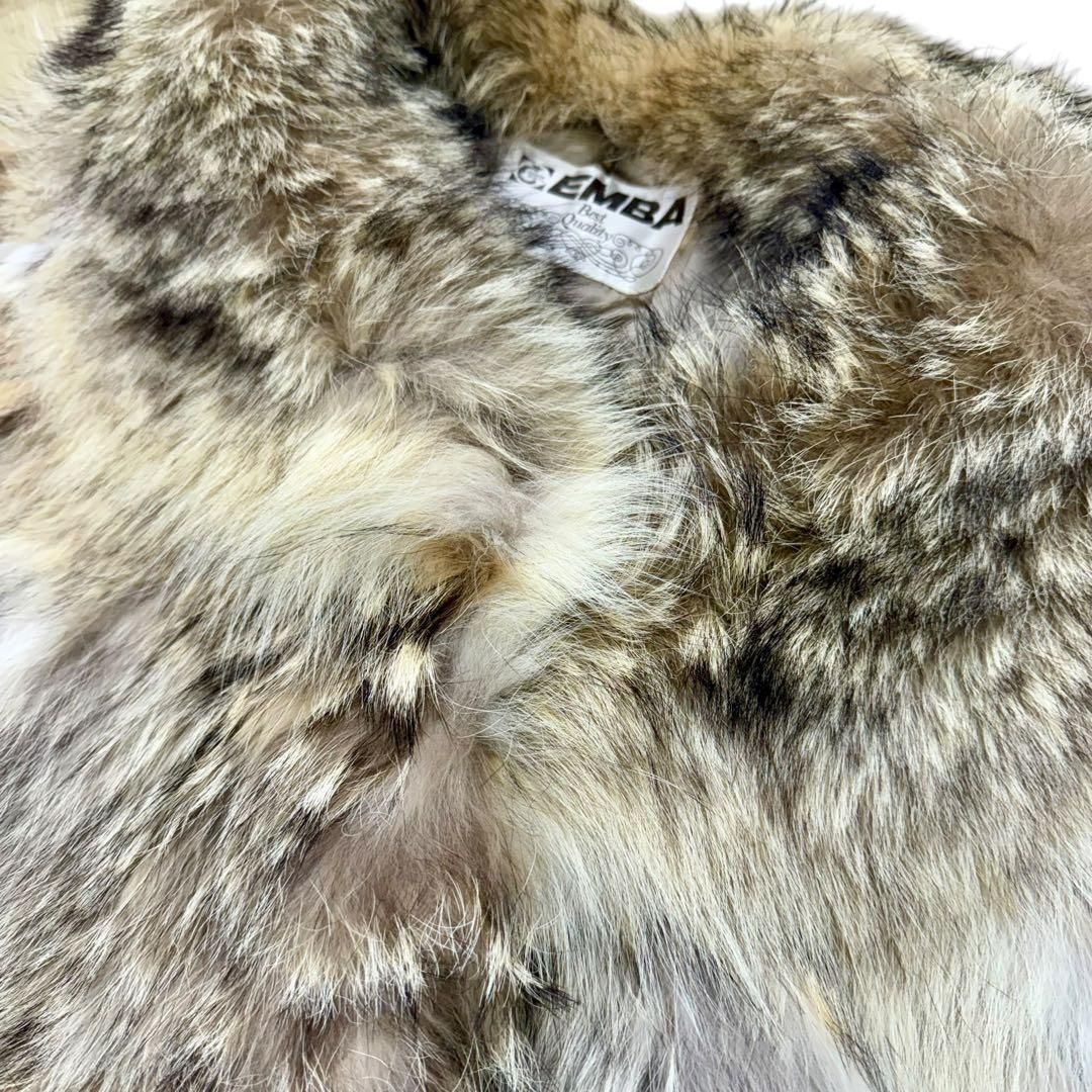 emba エンバ リアルファーコート 毛皮ジャケット アウター アニマルミドル丈コート コヨーテファー coyote fur シルバー ブラウン 13-7013 K-29360 E01500