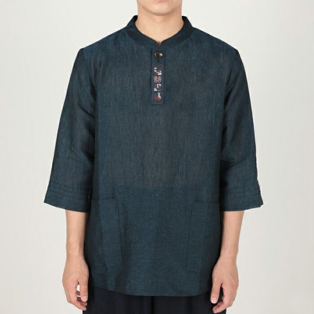  センファルチョゴリ ユニフォーム 男性用 七分丈シャツ紺 senfalcho-sm 50-1-s 麻シャツ メンズ 七分 その他 浴衣
