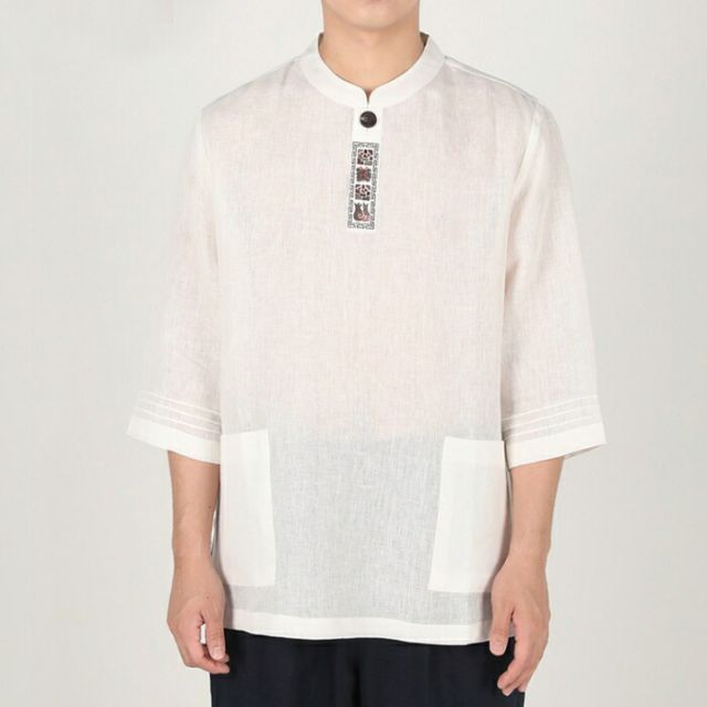 センファルチョゴリ ユニフォーム 男性用 七分丈シャツホワイト senfalcho-sm 50-4-s 麻シャツ メンズ 七分 その他 浴衣
