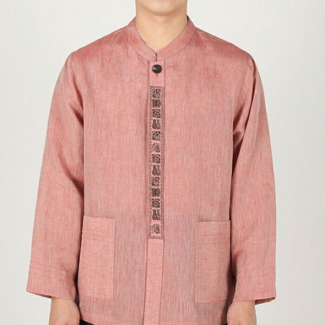 センファルチョゴリ ユニフォーム 男性用 長袖シャツピンク senfalcho sm 51 3 s 麻シャツ メンズ 七分