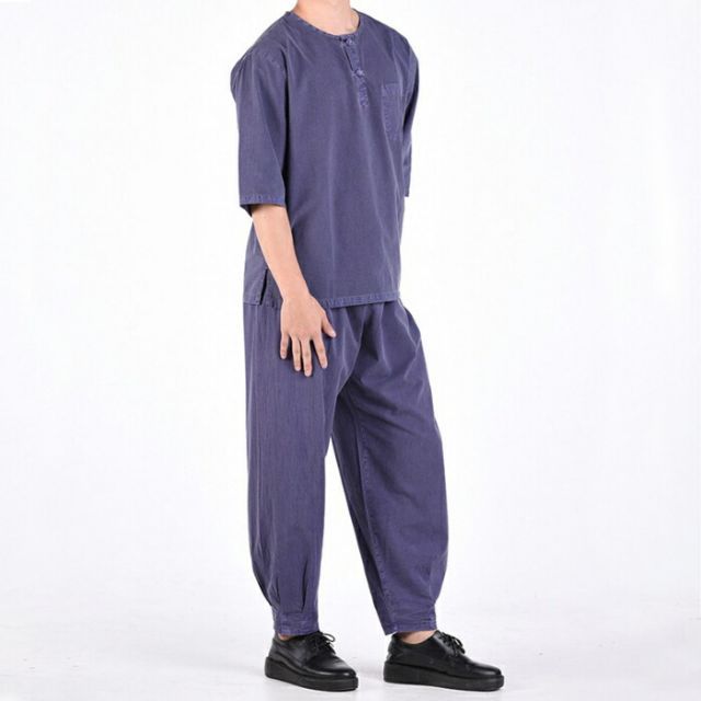 センファルチョゴリ ユニフォーム 男性用 半袖上下ブルー senfalcho sm 57 3 s 綿シャツ メンズ 半袖 長ズボン セットアップ 部屋着