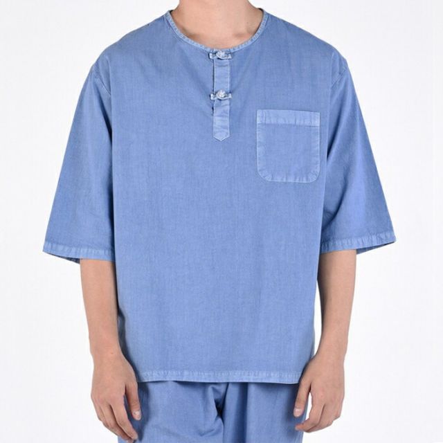  センファルチョゴリ ユニフォーム 男性用 半袖上下ライトブルー senfalcho-sm 57-4-s 綿シャツ メンズ 半袖 長ズボン セットアップ 部屋着 その他 浴衣