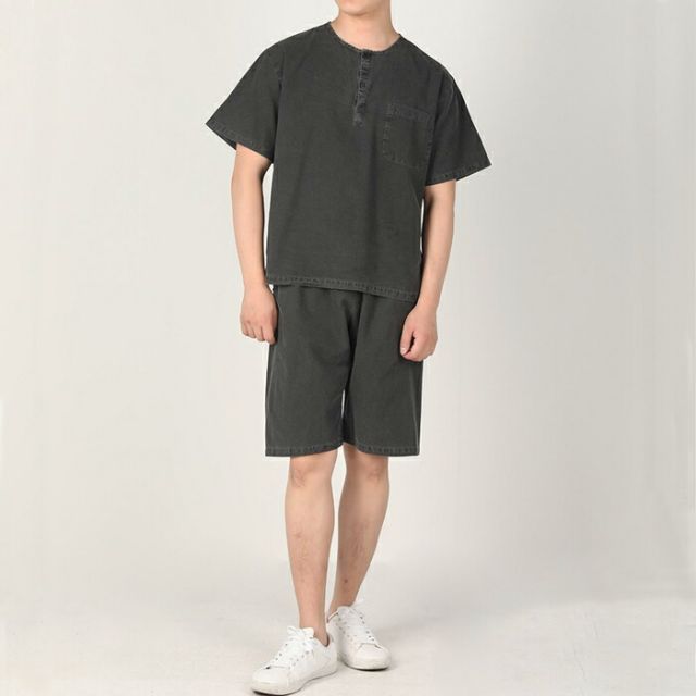 センファルチョゴリ ユニフォーム 男性用 半袖上下グレー senfalcho sm 68 1 s 綿シャツ メンズ 半袖 半ズボン セットアップ 部屋着