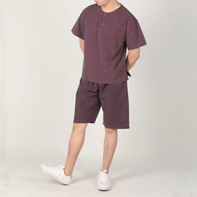 センファルチョゴリ ユニフォーム 男性用 半袖上下ココア senfalcho sm 68 6 s 麻シャツ メンズ 半袖 半ズボン