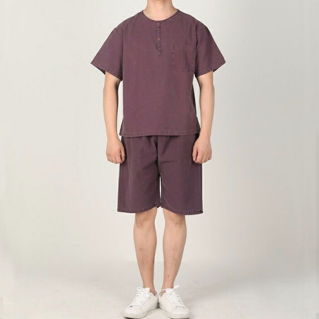 センファルチョゴリ ユニフォーム 男性用 半袖上下ココア senfalcho-sm 68-6-s 麻シャツ メンズ 半袖 半ズボン