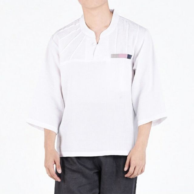 センファルチョゴリ ユニフォーム 男性用 六部袖 ホワイト senfalcho sm 70 3 s 麻シャツ メンズ 六分