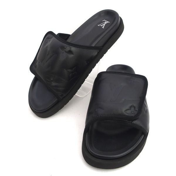 LOUIS VUITTON ルイヴィトン マイアミ レザー モノグラム サンダル ブラック エンボス メンズ MEN 男性 ボーイズ 紳士 靴 クツ シューズ SHOES ブランド