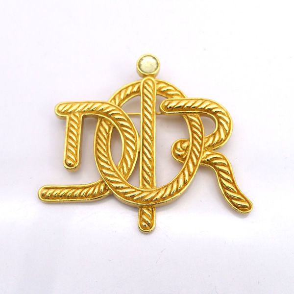 Christian Dior クリスチャンディオール ブローチ ロゴ エンブレム ゴールド ロープ ラインストーン ブランド