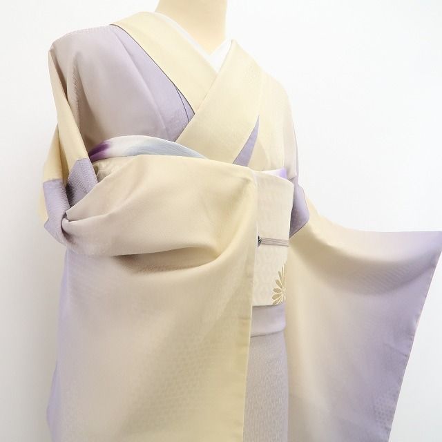 ☆専用☆新品 単衣 正絹 着物 トールサイズ“幾何学的な美”お召 O+51 ❁tomihisa❁新品 縦暈し 着物 正絹“麗を湛えて貴女が綴る創作お召の