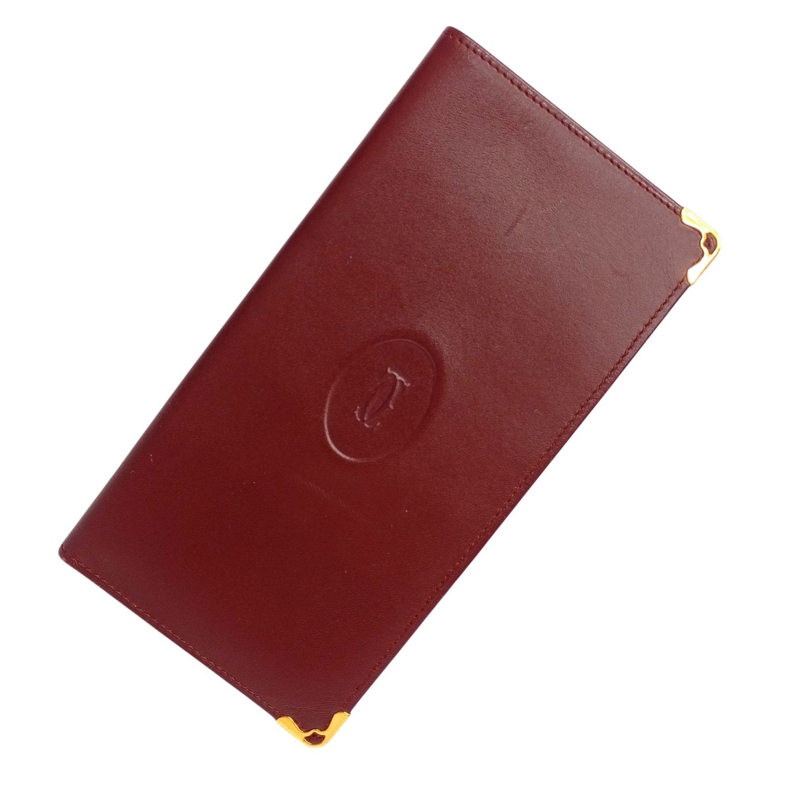 Cartier カルティエ レザー マスト 財布 長財布 札入れ ウォレット ボルドー JA-25256