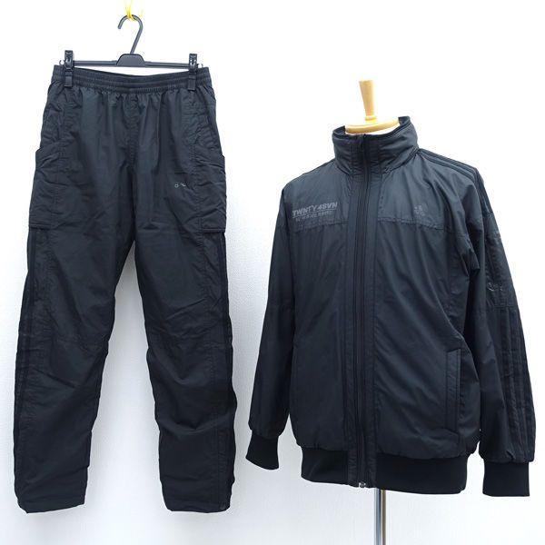 レアadidas ブラック ナイロンジャケット、パンツセットアップ アディダス adidas セットアップ ナイロン トラックジャケット パンツ