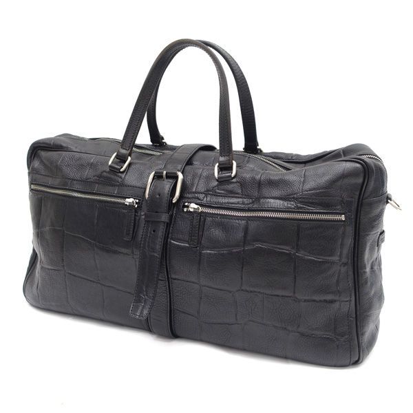 Daniel-Bob ダニエル&ボブ ボストンバッグ レザー 型押し ベルト ブラック バッグ バック BAG 鞄 カバン メンズファッション 代引不可 同梱不可