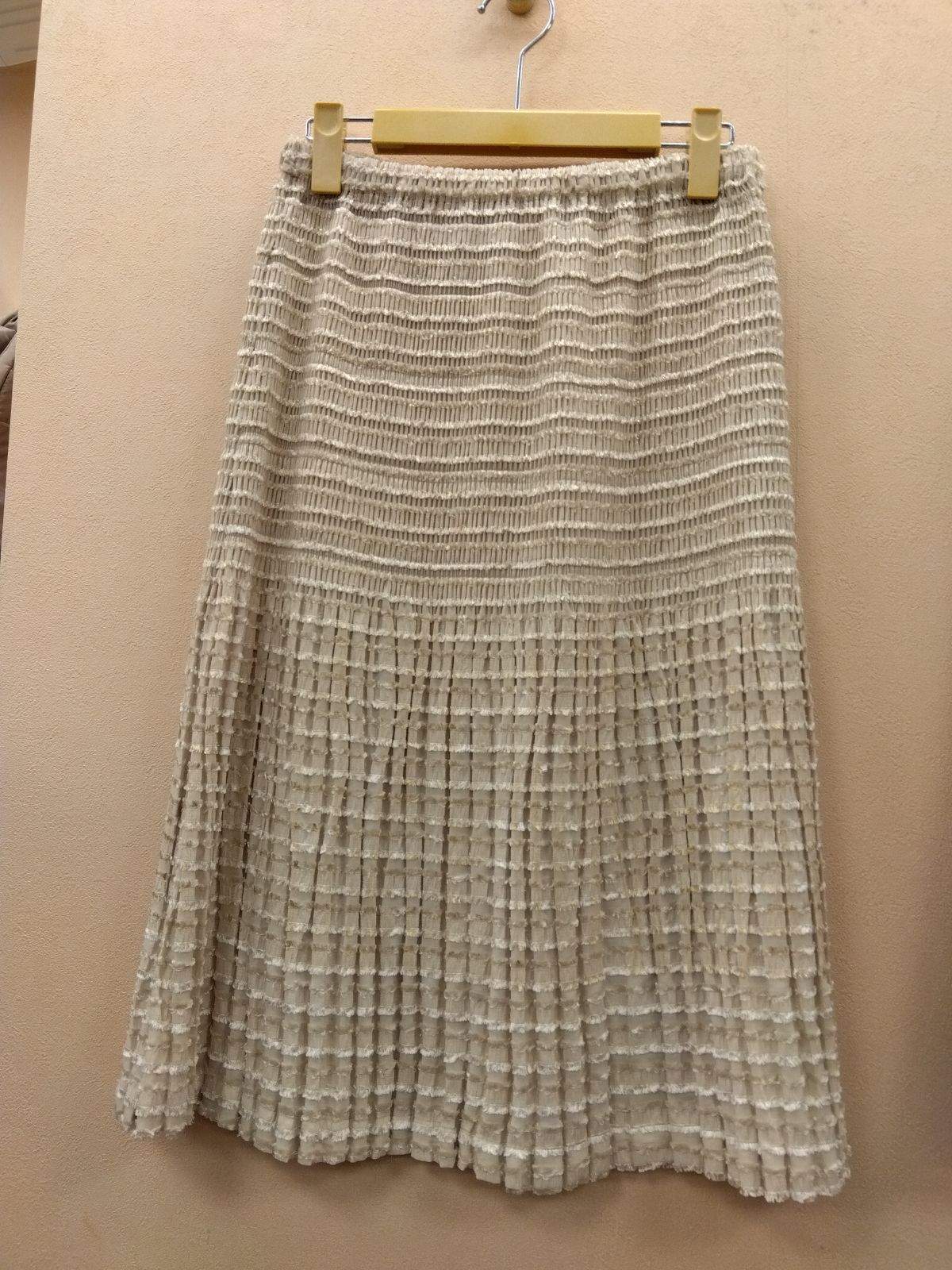 М11 イッセイミヤケ ISSEY MIYAKE ゴールドラメ ウエストゴム プリーツ スカート