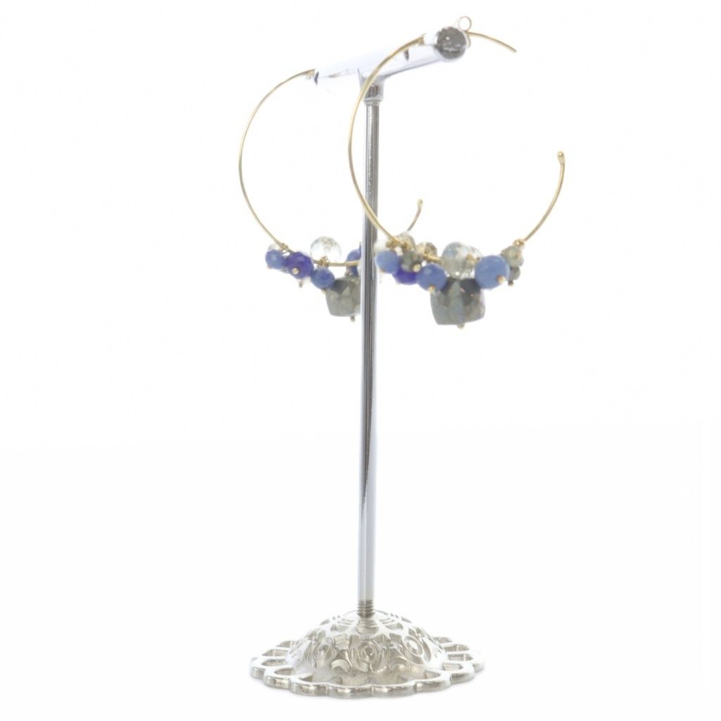 スイートピー Sweet Pea 天然石 フープピアス K18YG イエローゴールド