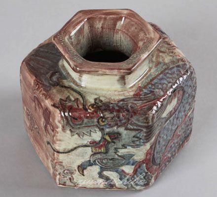 韓国有名陶芸家作 イギョンヒョン 龍紋花器 touki-4-s ギフト お土産