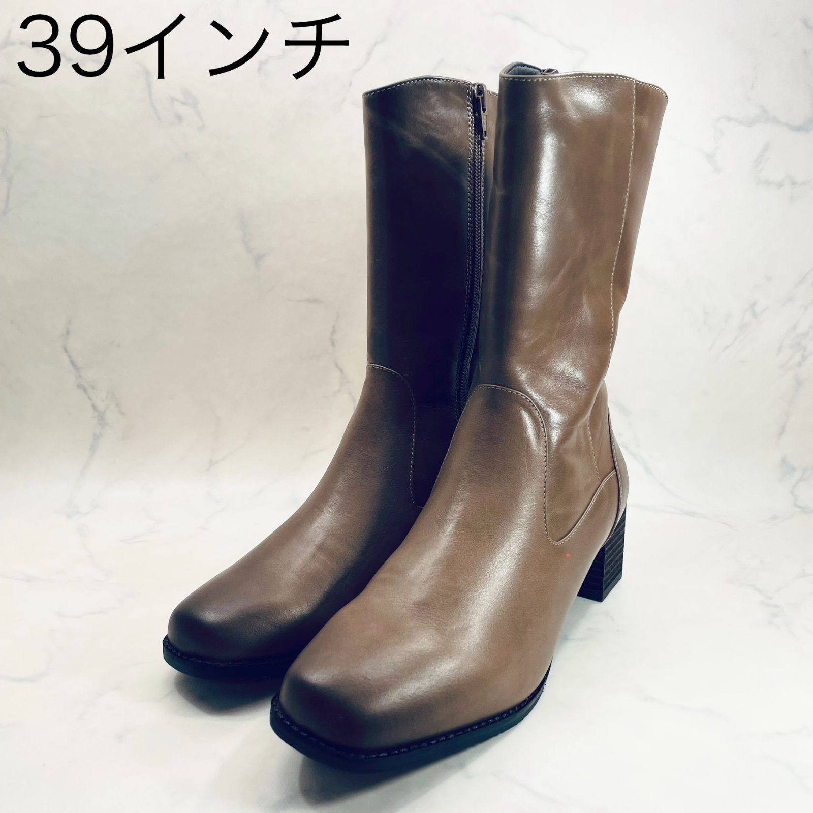 イング チャンキーヒールショートブーツ グレー