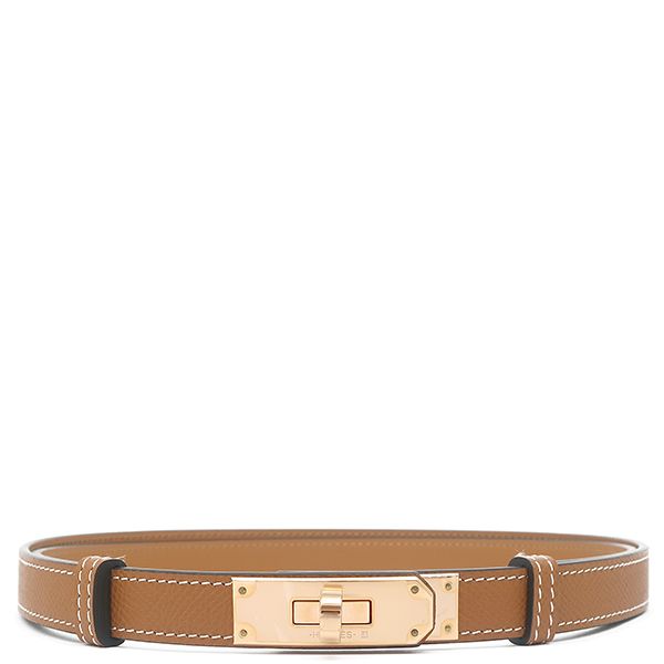 エルメス HERMES ベルト ケリー 18 ヴォーエプソン GP ゴールド ローズゴールド金具 茶 ターンロック金具 スライド調節 RG PG W刻印 製 箱