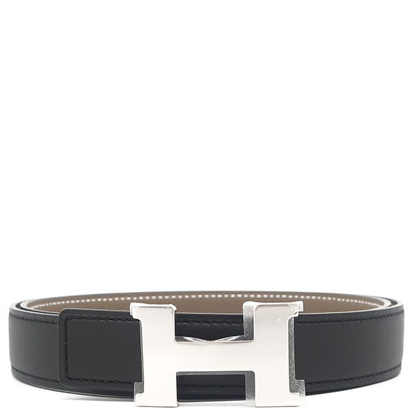 エルメス HERMES ベルト ミニコンスタンス H ヴォースイフト ヴォーエプソン ブラック×エトゥープ 80 シルバー金具 黒 グレージュ リバーシブル W刻印 製 箱