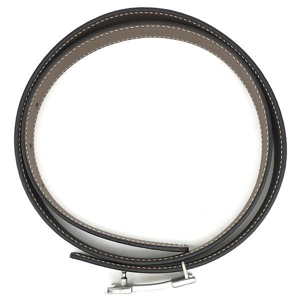 エルメス HERMES ベルト ミニコンスタンス H ヴォースイフト ヴォーエプソン ブラック×エトゥープ 80 シルバー金具 黒 グレージュ リバーシブル W刻印 製 箱