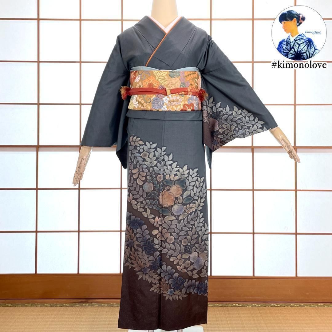 濃いグレー 着物