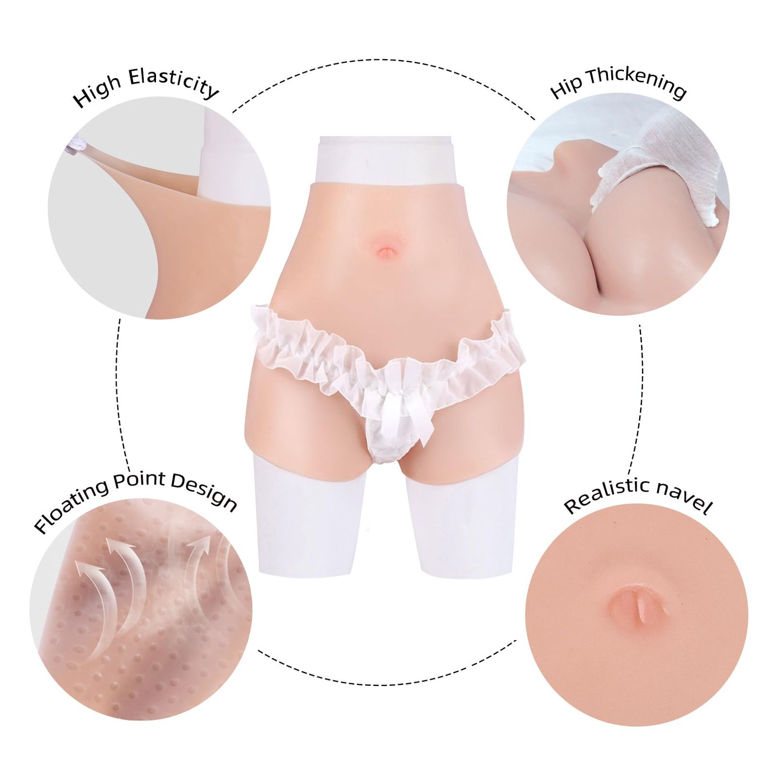YEEFAIRY シリコンパンツ 女装パンツ 女装 可挿 毛付き 四角 ヒップアップ 仮装コスプレ 偽娘 男の娘 変装用 女体化変装 男性用 導尿 Mサイズ アイボリーホワイト