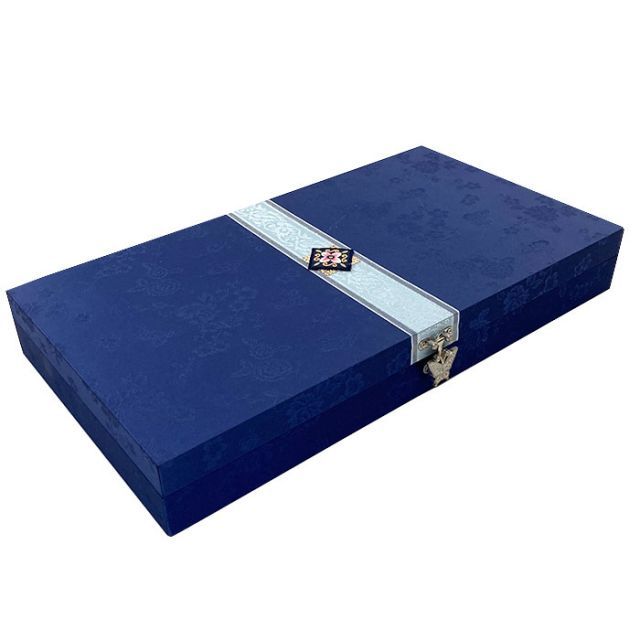 韓国 結納金 結納 結納箱 送る 新郎 花嫁 結納金 目録 ポンチェ リボン付き結納箱 ブルー 結納品 セット 結納金入れ 収納 ケース 通販 男性側 女性側 略式 セット 通販 yuinouhako-15-s 韓国 結納 結納品 箱