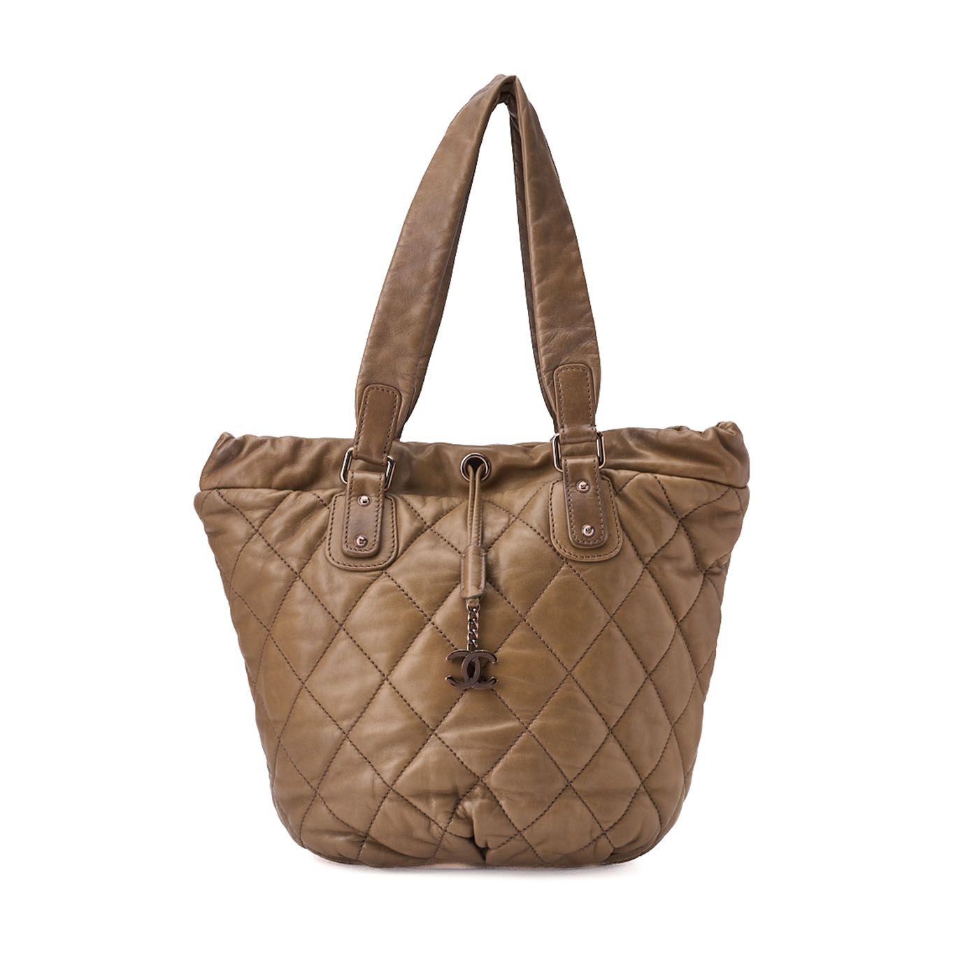 CHANEL シャネル トートバッグ マトラッセ ラムスキン チャーム付き 茶色 ゴールド金具 レディースバッグ ブランド